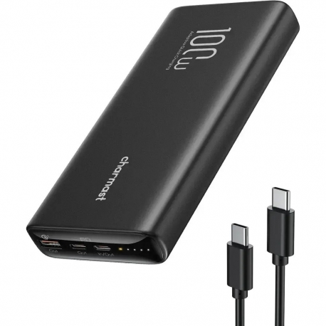 Charmast Powerbank LED 20000mAh 2xUSB 100W - Black