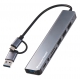 POWERTECH USB hub PTR-0205 με card reader, 8 θυρών, USB & USB-C σύνδεση, γκρι
