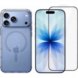 Vivid Set Magsafe Clear Case + Full Face Tempered Glass Apple iPhone 18 Pro