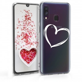KW TPU Silicone Case Samsung Galaxy A40 - Crystal Clear Heart Design (48542.04)