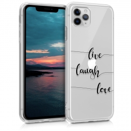 KW TPU Silicone Case iPhone 11 Pro - Live.Laugh.Love - Black / Transparent (49792.03)