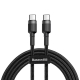 Baseus Cafule USB Type C to USB Type C PD2.0 60W 20V 3A QC3.0 Braided Cable 1m - Black/Grey (CATKLF-G91)