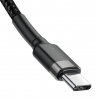 Baseus Cafule USB Type C to USB Type C PD2.0 60W 20V 3A QC3.0 Braided Cable 1m - Black/Grey (CATKLF-G91)