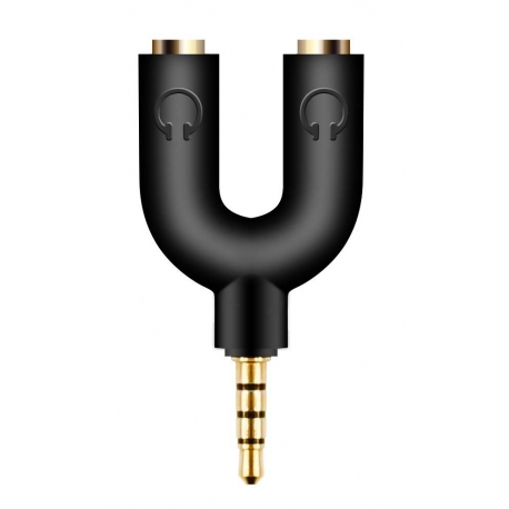 POWERTECH Splitter 3.5mm 4pin (M) σε 2x 3.5mm 4pin (F) - Black (CAB-J040)