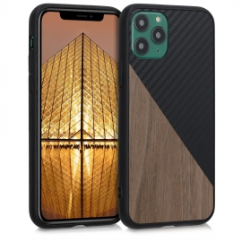 KW Wooden & Carbon Fiber Case Apple iPhone 11 Pro - Black / Brown (51143.01)