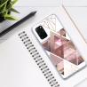 KW TPU Silicone Case Samsung Galaxy S20 Plus - Patchwork Triangles Light Pink / Rose Gold / White (51219.02)