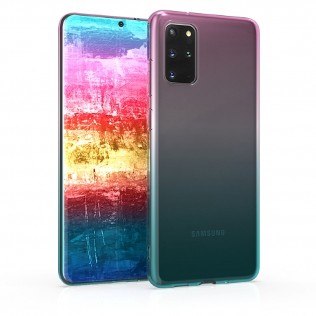 KW TPU Silicone Case Samsung Galaxy S20 Plus - Bicolor Design, Dark Pink / Blue / Transparent (52279.01)