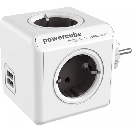 Allocacoc PowerCube Original USB 4 Θέσεων & 2 Θύρες USB - Grey (1202GY/DEOUPC)