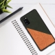 KW Wooden & PU Leather Case Samsung Galaxy A41 - Two-Tone Wood Dark Green / Brown (52370.01)