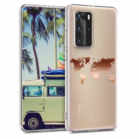 KW Crystal TPU Case Huawei P40 Pro - Travel Outline Rose Gold / Transparent (50893.03)